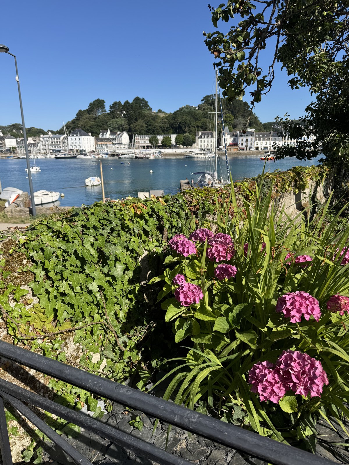 Vue sur le port et le jardin du Clos de la Voilerie